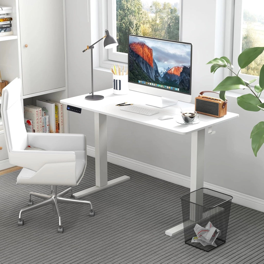 Scrivania seduta in piedi 120 x 60 cm, scrivania elettrica regolabile con pannello di controllo intelligente, scrivania ergonomica con 3 altezze di memoria, supporto per scrivania seduto in