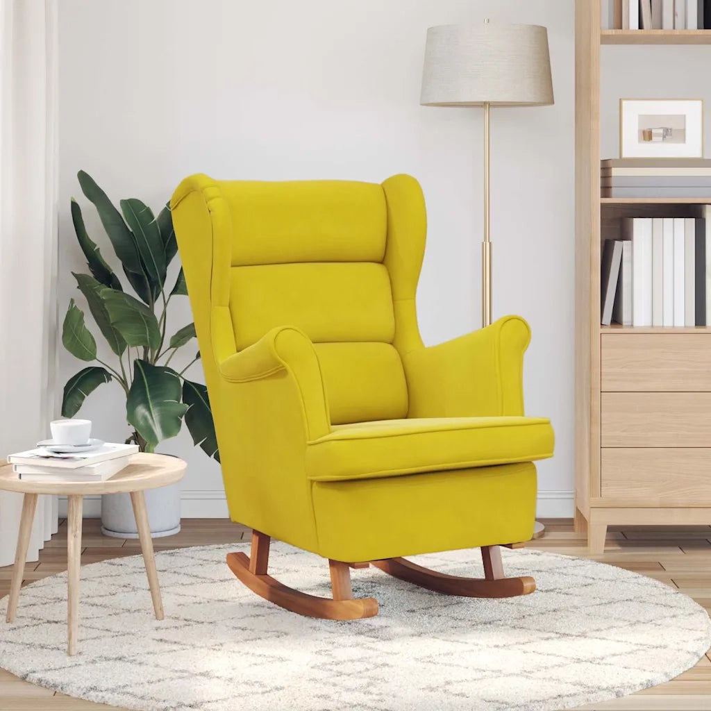 Sedia a dondolo con schienale alto in velluto giallo CFW3792148