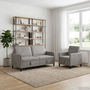 Set di Divani con Storage 2 pz Grigio Chiaro Poliestere 3429218