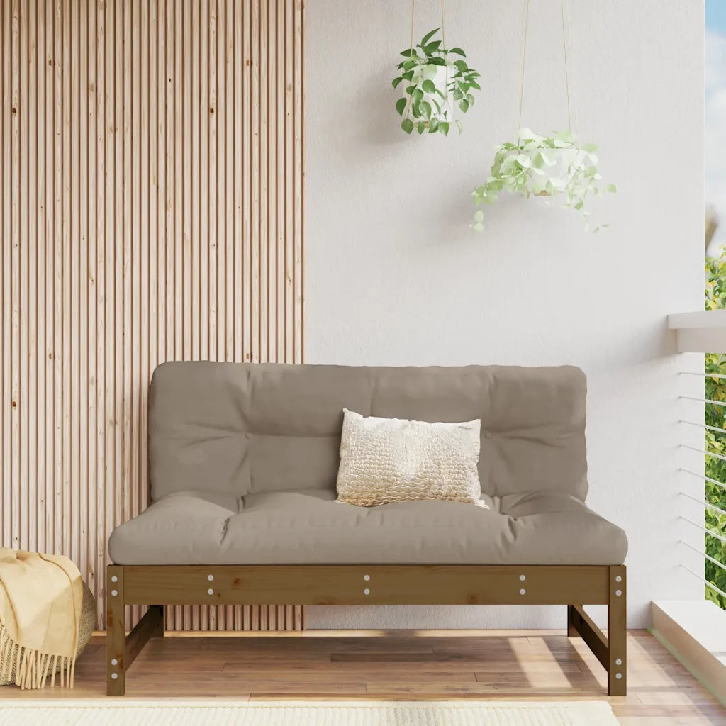 Divano Centrale-Sofa Modulare-Divanetto Marrone Ambra 120x80 cm Legno Massello di Pino