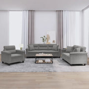 Set Divani 3 pz con Cuscini Grigio Scuro in Tessuto Microfibra 3202304
