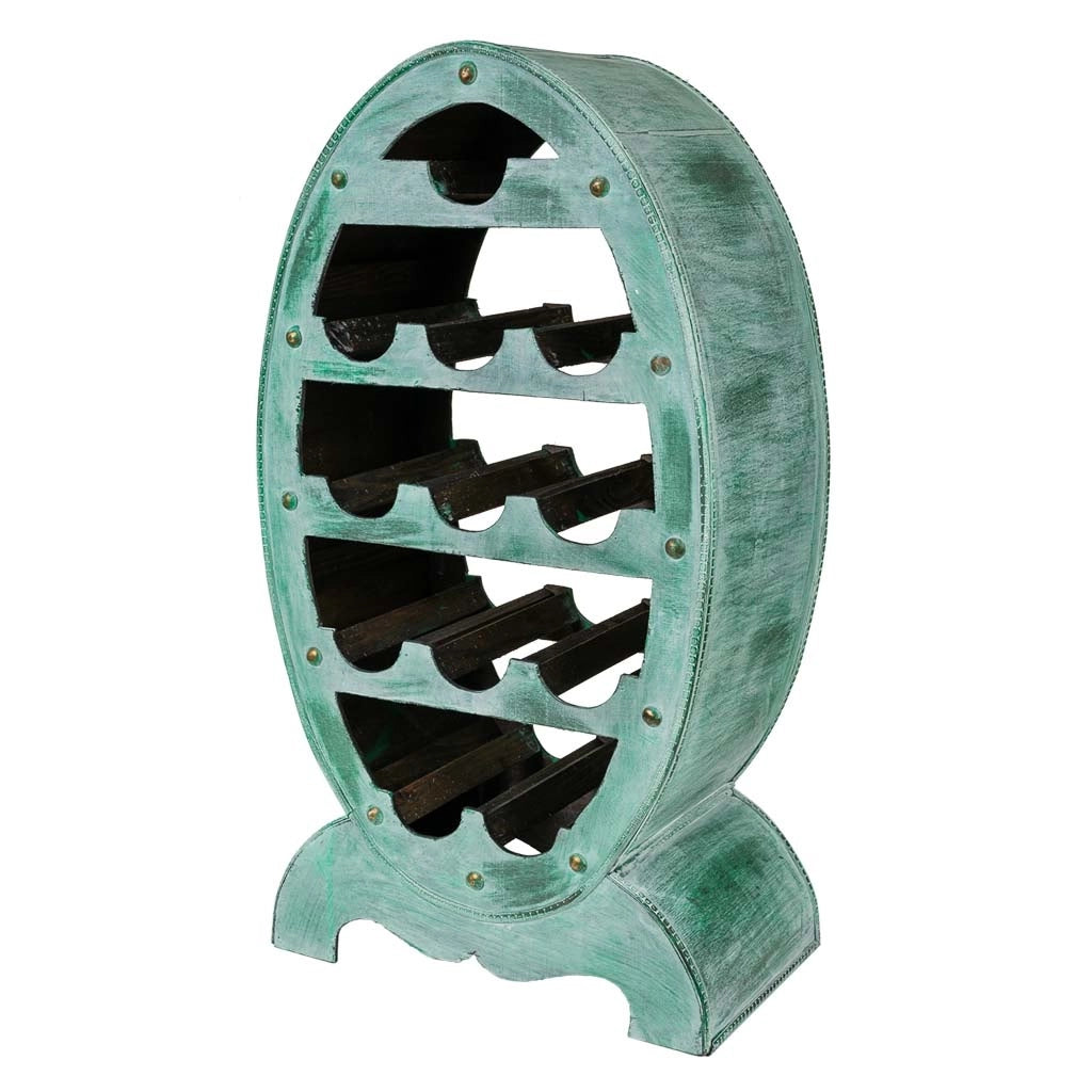 Portabottiglie in legno blu 46x27x85h