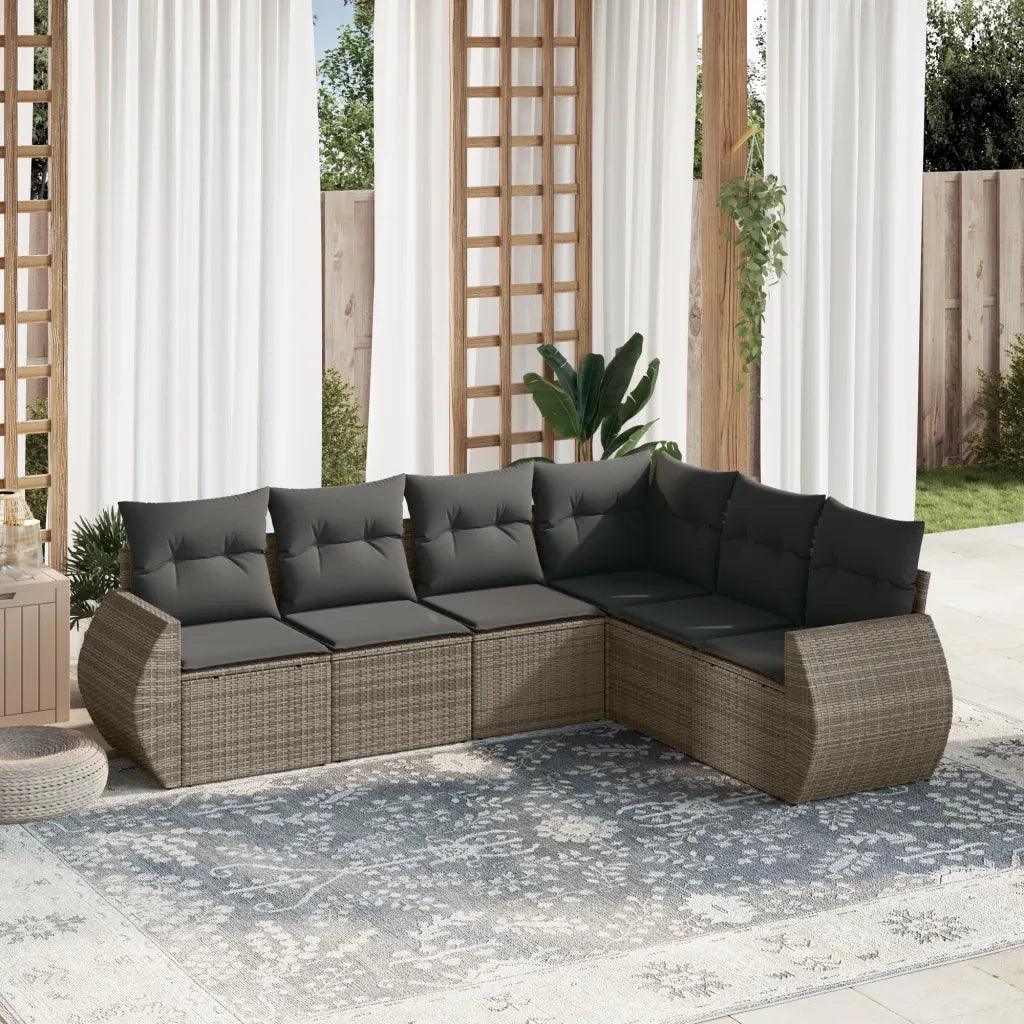 Set Divano da Giardino 6 pz con Cuscini Grigio in Polyrattan 3253747