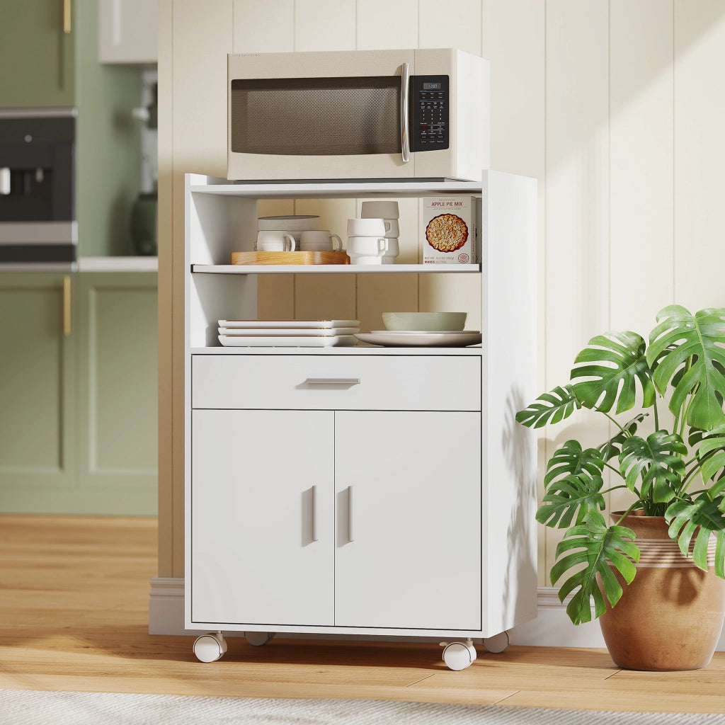 Armadio a 2 Ante con Cassetto e 2 Ripiani ¨C Zephmum ¨C Legno Bianco 59x40x92 cm