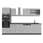 Vicco Cucina componibile Calcestruzzo/antracite 300 cm con armadio alto, PL Antracite