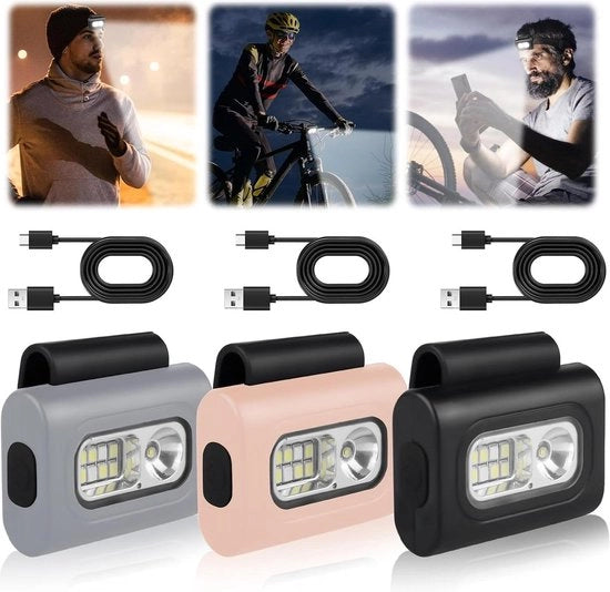 Clamp lampa LED con 6 modalità di illuminazione, caricabile via USB, impermeabile, per jogging e campeggio - 2 pezzi.
