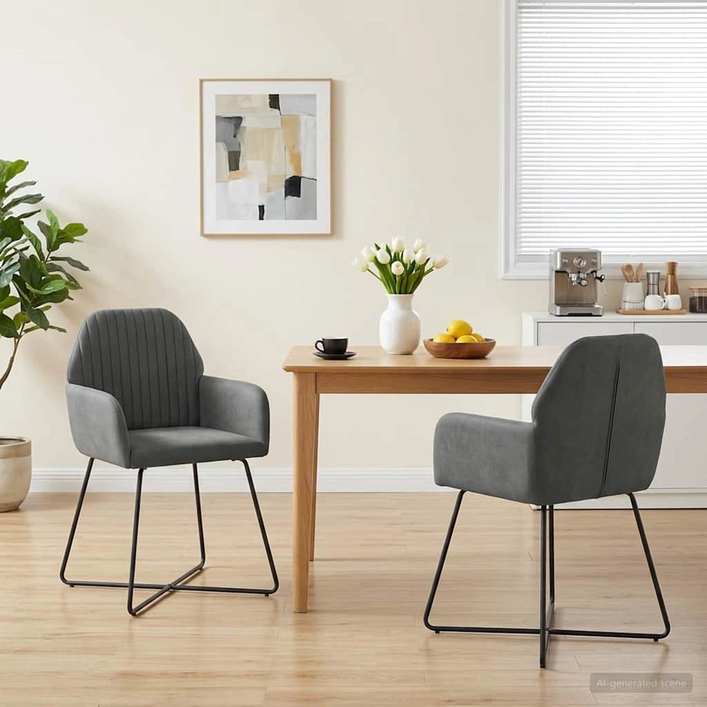 Sedie da pranzo 2 pz Velluto Grigio Scuro 55 x 50 x 84 cm 42034367