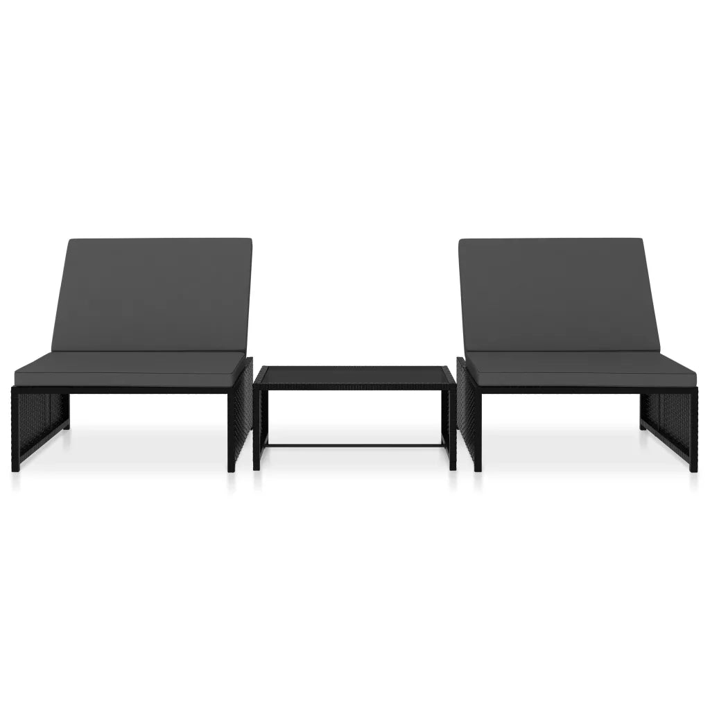 Sedie da Giardino Reclinabili 2 pz con Tavolo in Polyrattan 47402