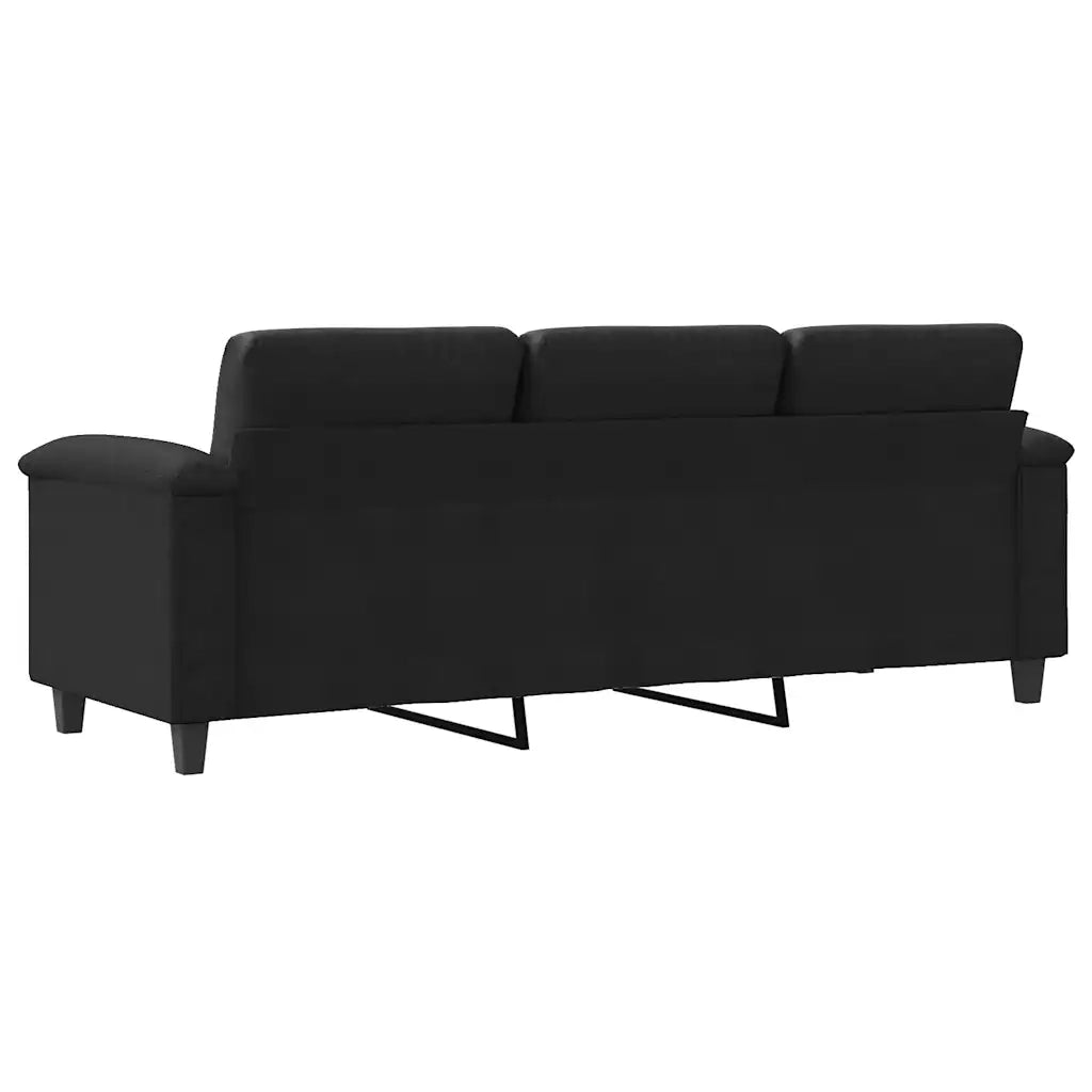 Divano a 3 Posti Nero 180 cm in Tessuto Microfibra 359570