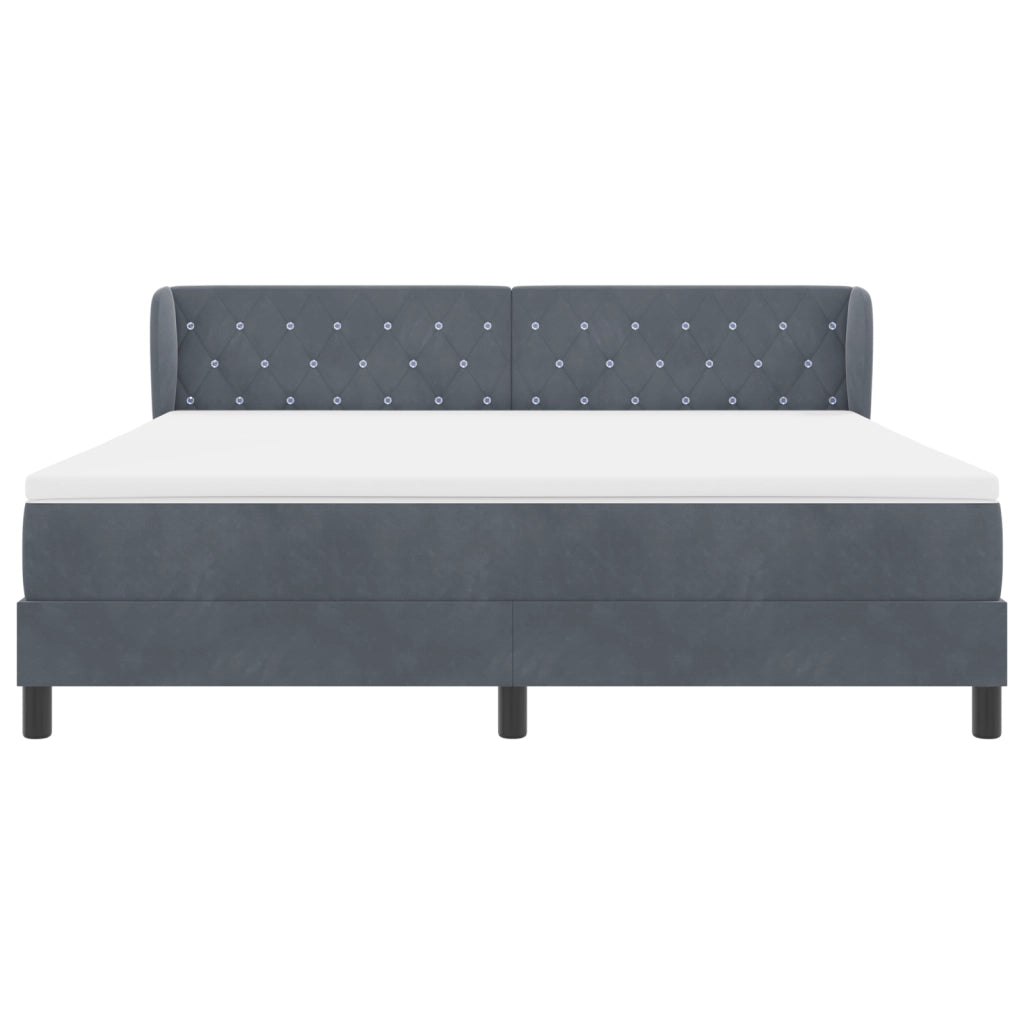 Letto Box Spring  con Materasso Grigio Scuro 180x200 cm in Velluto