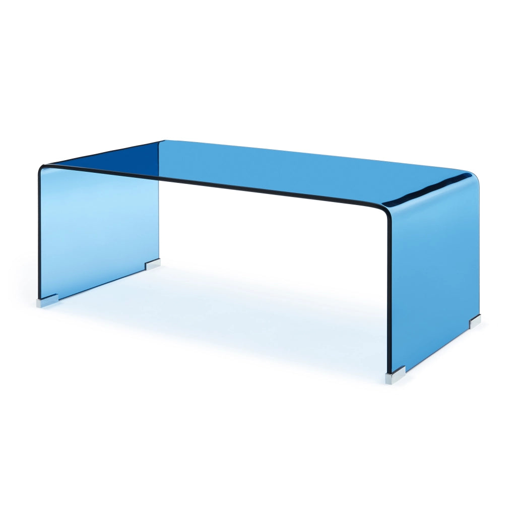 Tavolino da Caffè Väsas in Vetro 90 x 45 x 35 cm - Blu [en.casa]