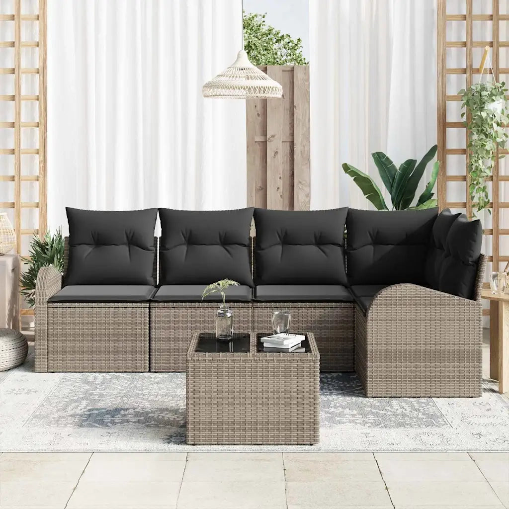 Set Divano da Giardino con cuscino 6 pcs Grigio polyrattan 3354718