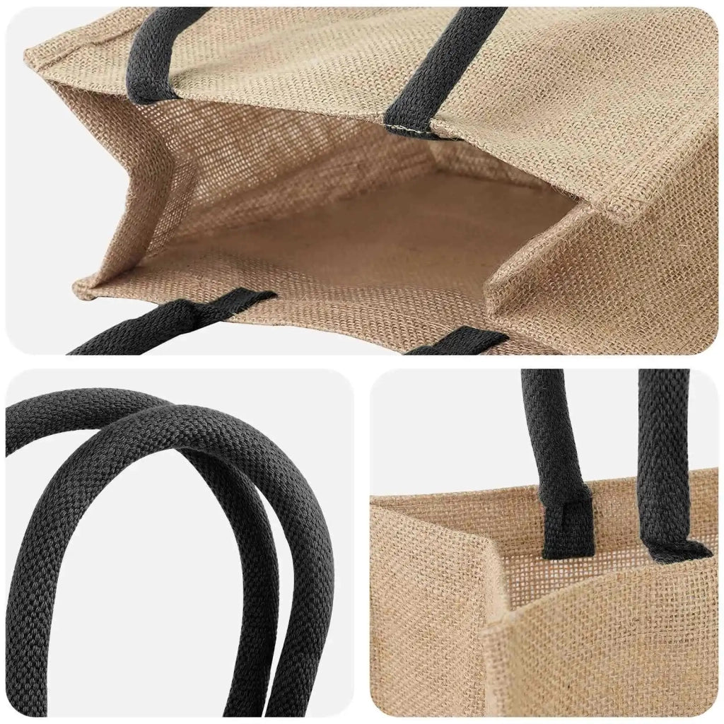 Borse in juta 50 Naturale e Nero 26 x 22 x 14 cm 42012280
