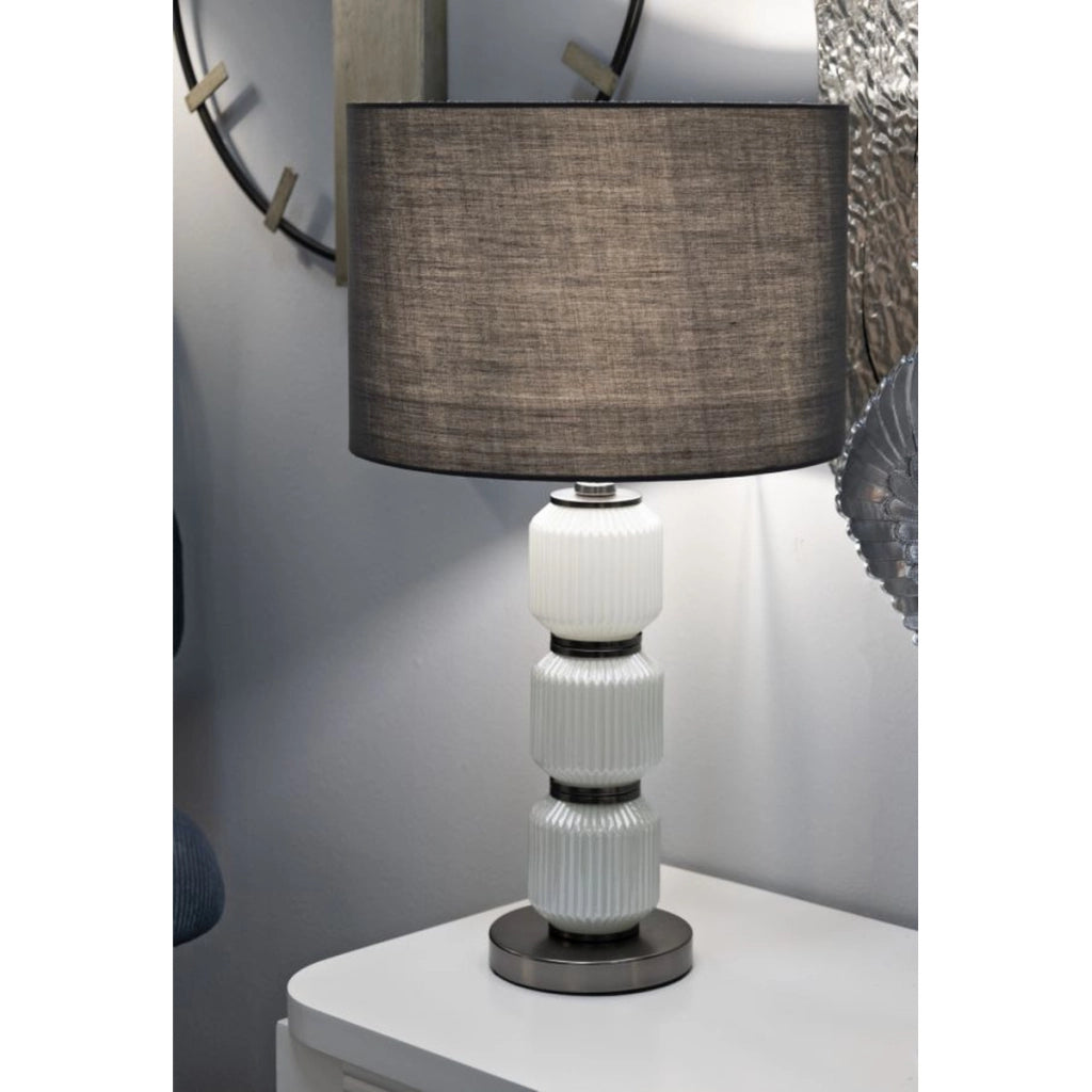 Lampada da Tavolo VKH172, Grigio, Metallo, 32,5x32,5x57 cm