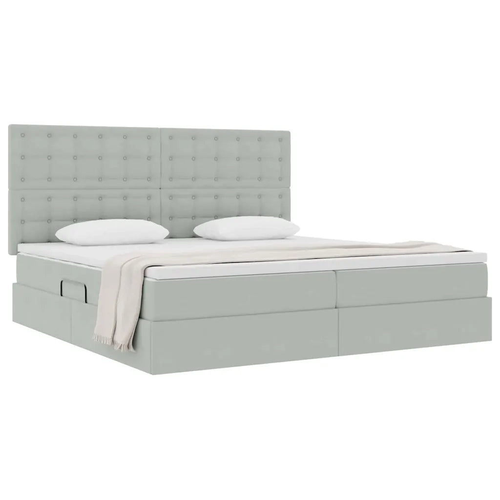 Letto con contenitore e materasso Grigio chiaro 200 x 200 cm