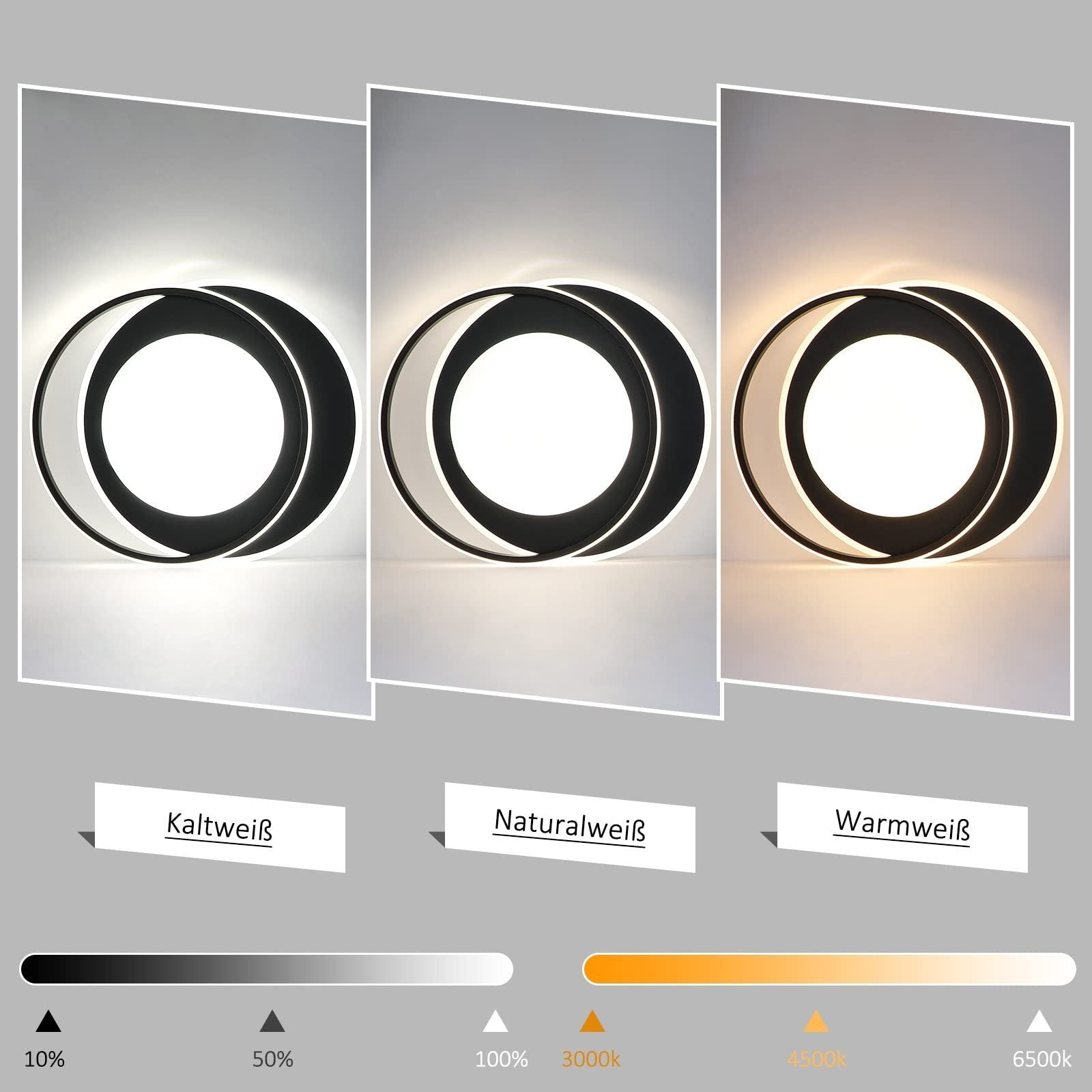 ZMH Lampada da soffitto plafoniera LED moderna doppio anello striscia acrilico telecomando