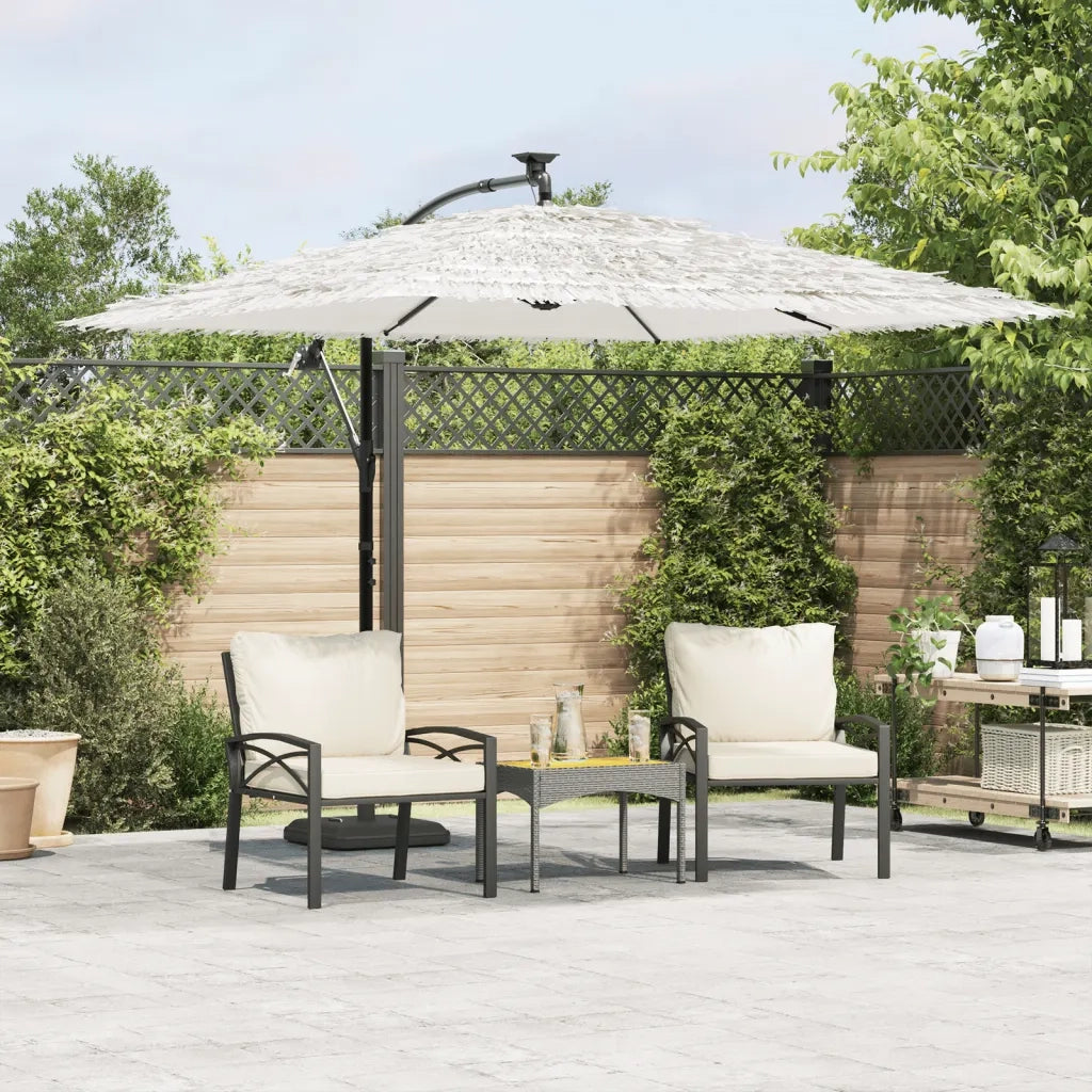 Ombrellone Giardino-Ombrello da Balcone con Palo in Acciaio Bianco 269x269x235 cm