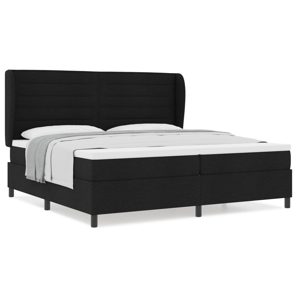 Letto Box Spring con Materasso Nero 200x200 cm Tessuto