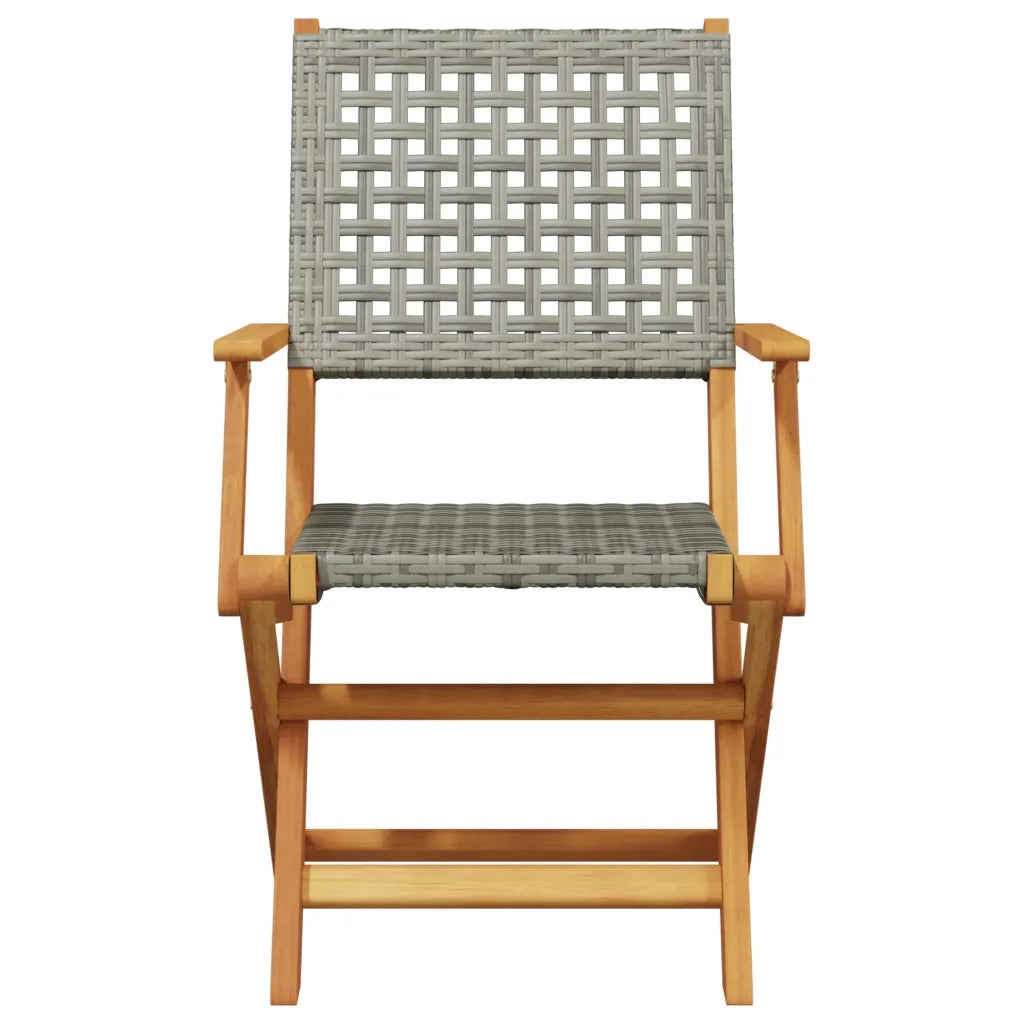Set da Bistrot 3 pz Grigio in Polyrattan e Legno Massello 3281791