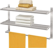 Organizzatore di asciugamani per la stanza da bagno - Raccoglitore di asciugamani - Organizzazione della stanza da bagno - 3 Livelli di progettazione - 60 cm - Laccato nichelato