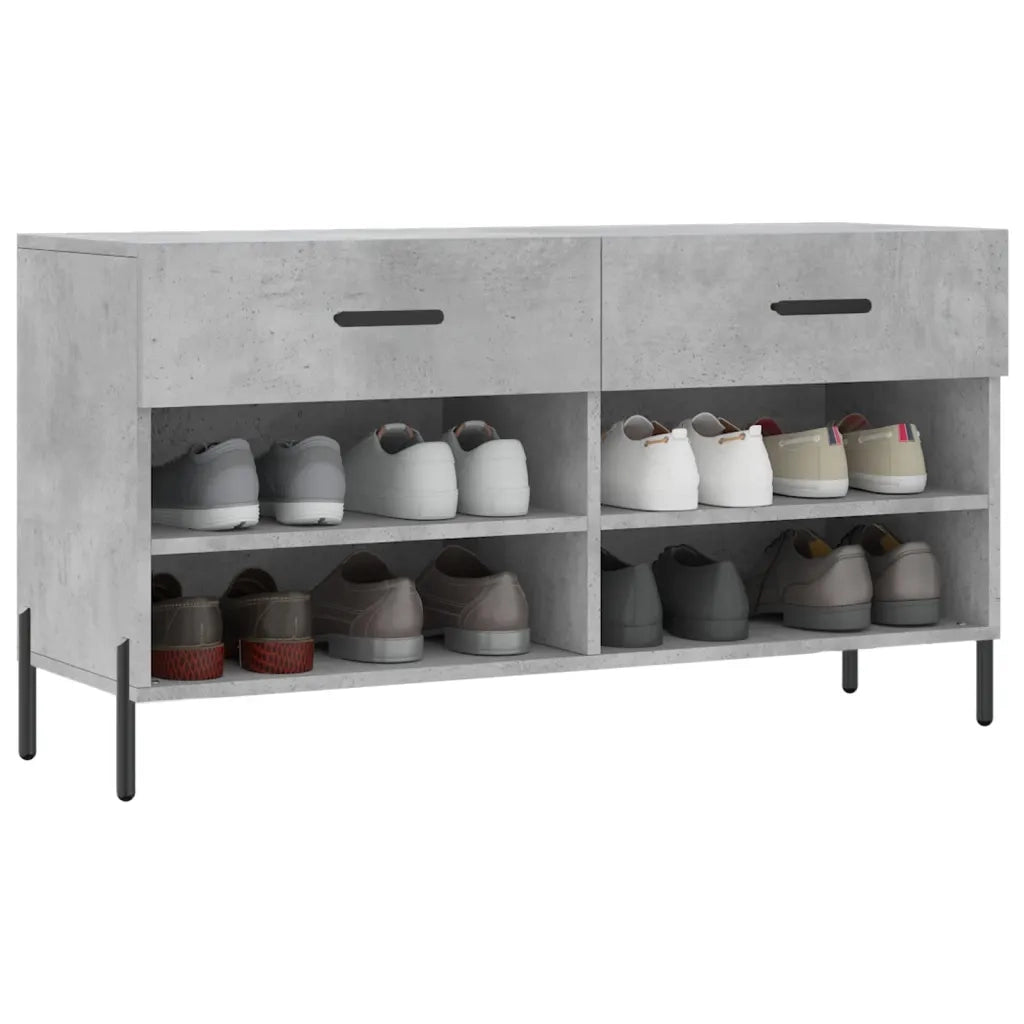 Panca Porta Scarpe | Scarpiera | Mobile per scarpe Grigio Cemento 102x35x55cm Legno Multistrato