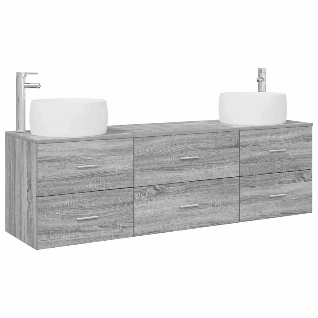 Set di mobili per il bagno 3 pz Sonoma grigio 3405920