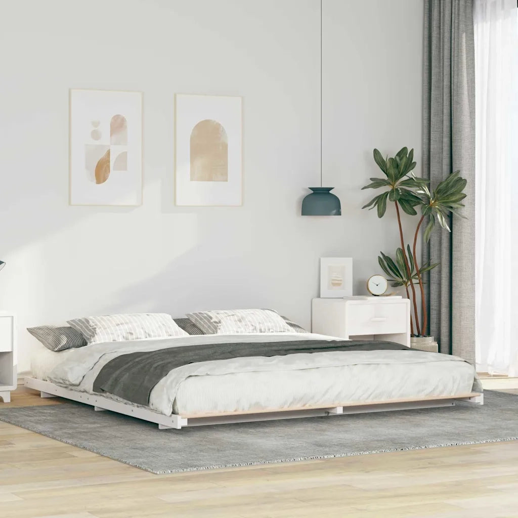 Struttura del letto Bianco 180 x 220 cm Pino massello 873137
