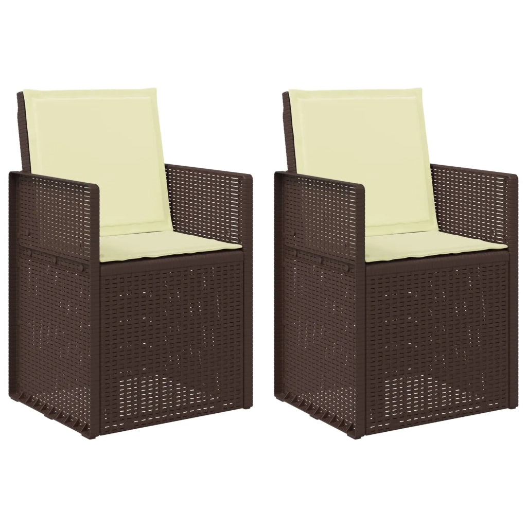 Sedie da pranzo da giardino 2 pcs Marrone e Crema PP 899993