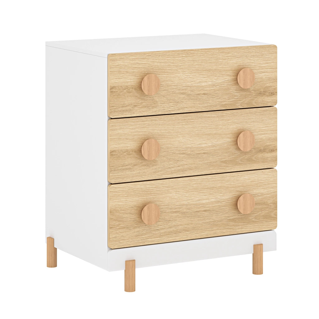 Cassettiera Vaarentaa per Cameretta con 3 Cassetti 66x55x41 cm - Bianco/Effetto Rovere [en.casa]