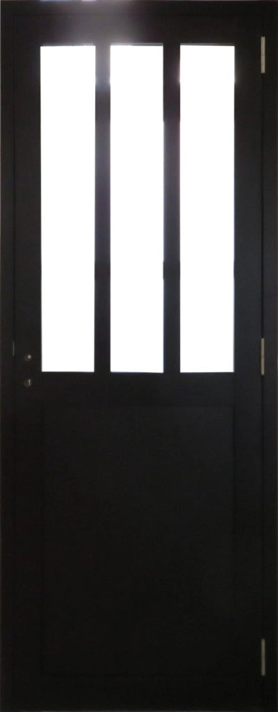 Blocco porta officina in vetro rivestito nero trasparente H204 x L73 Spinta a sinistra