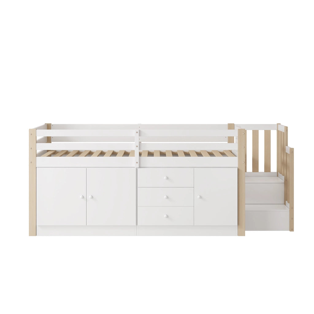 LETTO A CASTELLO con scala e cassetti 90 x 200 cm bianco