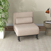 Poltrona letto pieghevole con schienale reclinabile, design moderno, color beige, 75x70x75 cm