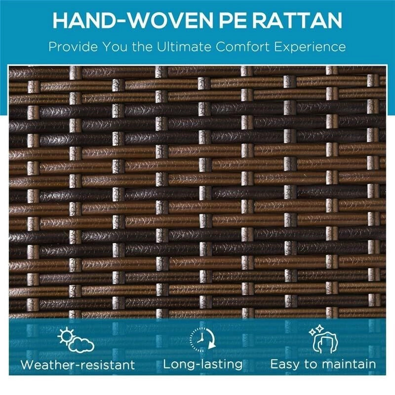 SET 2 LETTINI PRENDISOLE IN RATTAN PE CON CUSCINO E SCHIENALE 5 RECLINAZIONI, 196X60X22CM