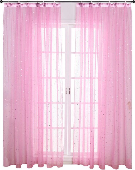 Doppio stergordino trasparente da soffitto in metallo argentato per camera da letto, soggiorno e terrazza, 2 pezzi, dimensioni 100x270 cm, modello 100*270cm, rossa a uncino.