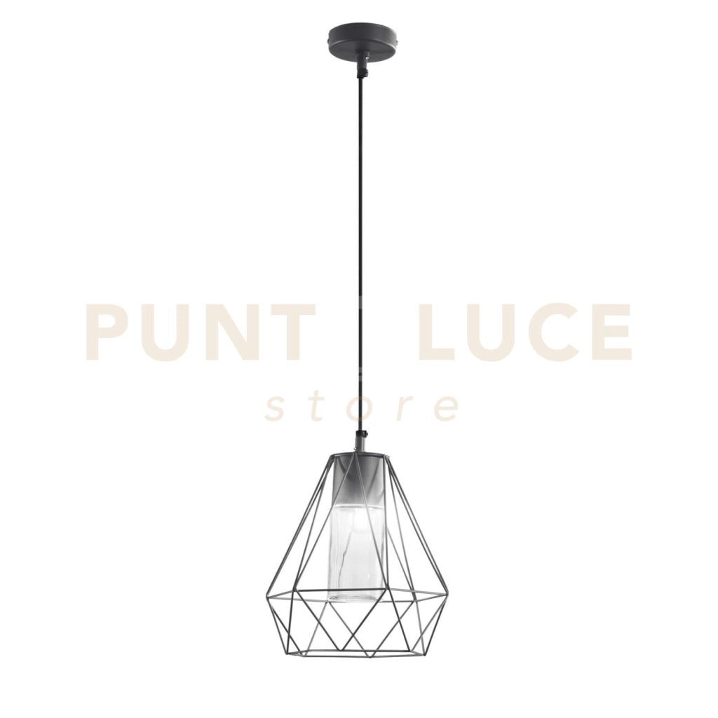 SOSPENSIONE MANDALA NERA 1 LUCE ATTACCO E27 IP44 22X90CM IN METALLO E VETRO