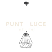 SOSPENSIONE MANDALA NERA 1 LUCE ATTACCO E27 IP44 22X90CM IN METALLO E VETRO