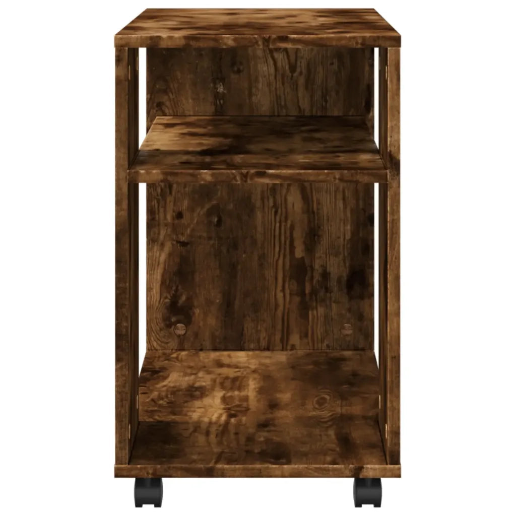 Tavolino con Ruote-Tavolino da soggiorno-Tavolo Rovere Fumo 70x35x60 cm in Truciolato