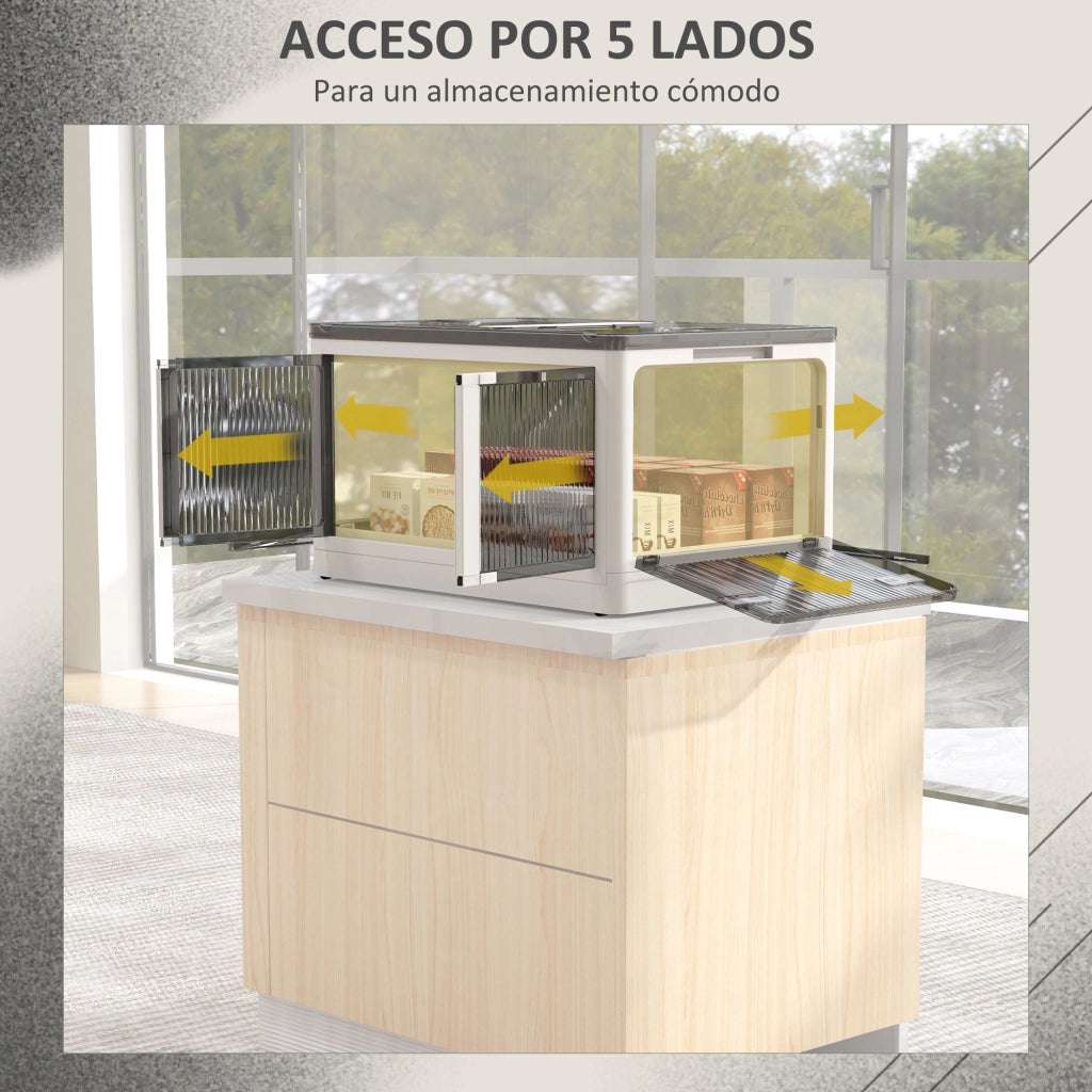Cassa di Stoccaggio Impilabile con Ruote ¨C zephmum ¨C Bianco 60x42x34 cm