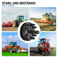 Frizione per albero cardanico scanalato a 6 denti Filetto esterno e interno 1 3/8" Max 1200Nm Nero