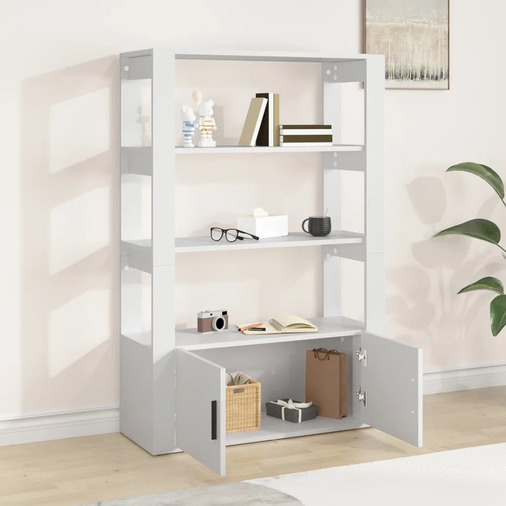 Credenza-Buffet-Armadio da cucina Bianca 80x30x119,5 cm in Legno Multistrato
