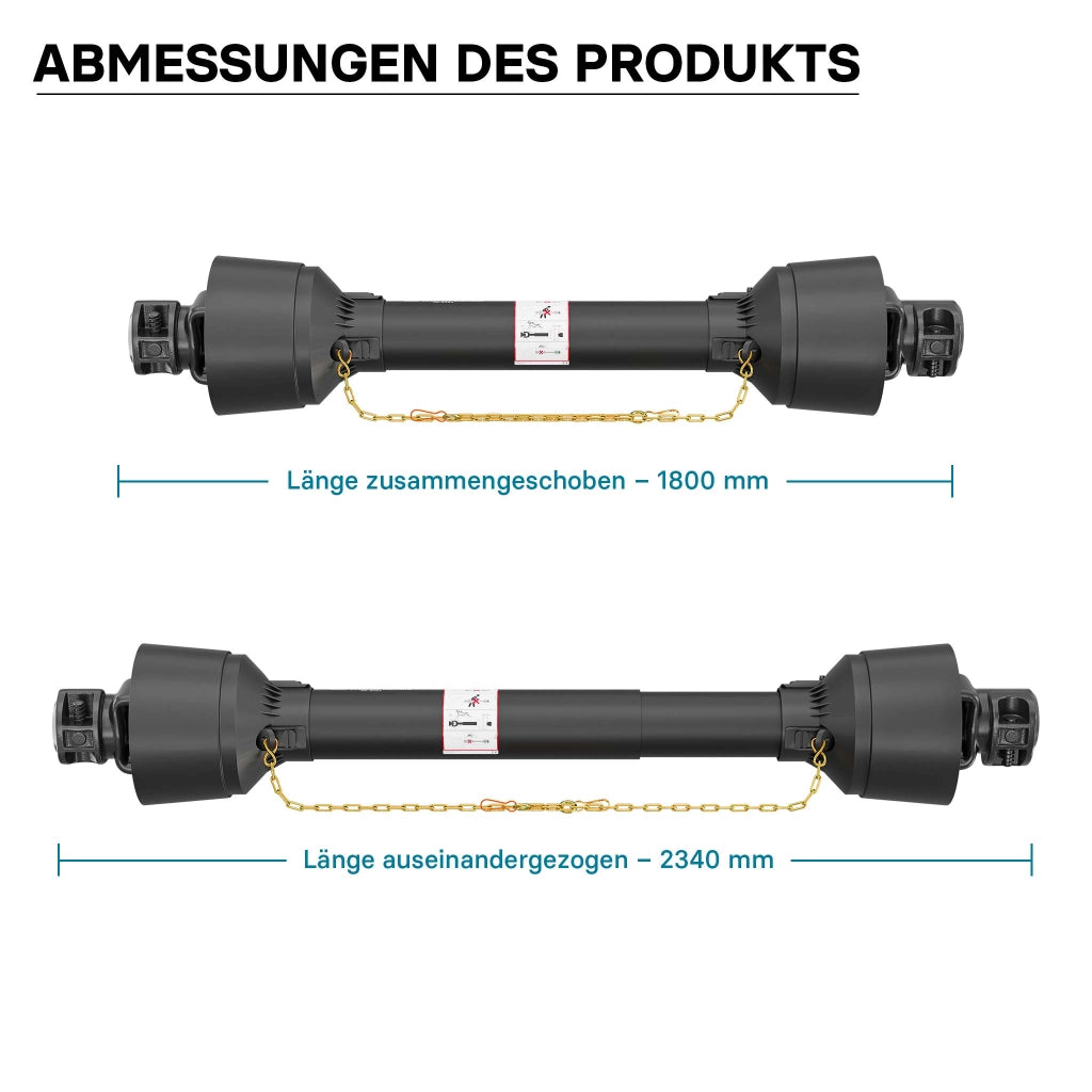 Albero cardanico T5 Giunto cardanico 1800-1980mm 620Nm 540rpm Cardano 54kW (74CV) 2x 1 3/8" 6 denti