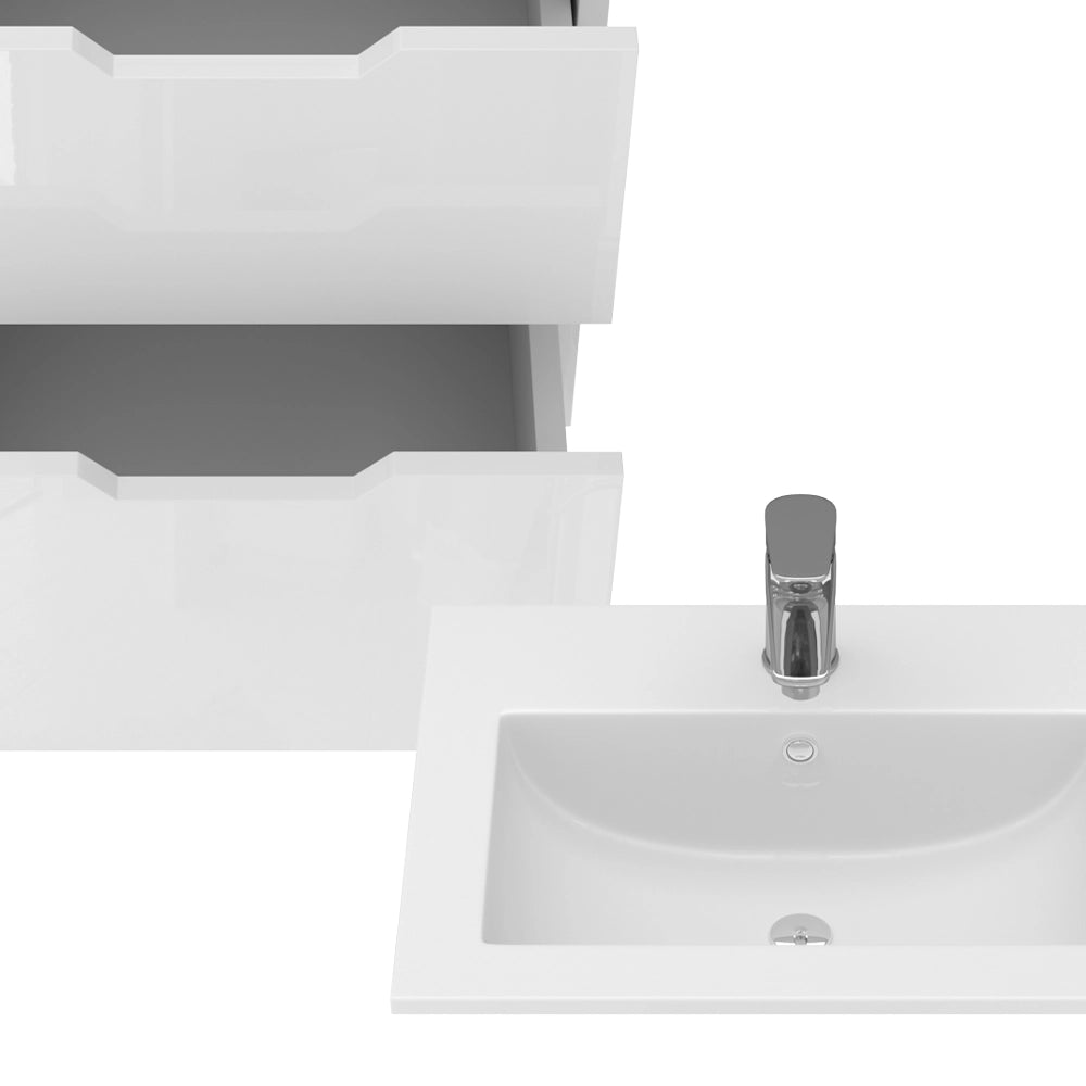 Vicco Set mobili bagno Bianco 2 parti, con lavabo e 2 cassetti