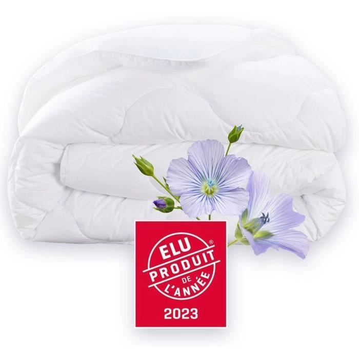 Piumino 220x240 cm DODO CHAMPS DE LIN - Caldo - 450G/m - Piumino per 2 persone - Morbido e Caldo - Antiacaro Antibatterico - Bianco