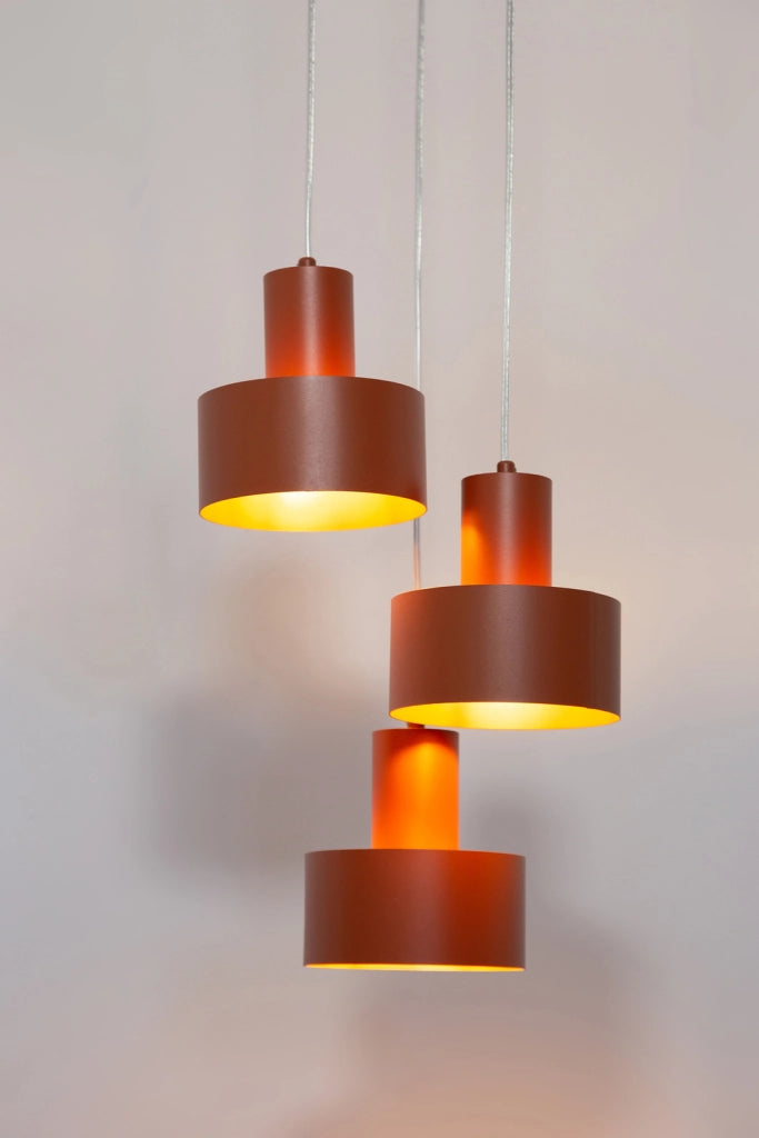 Lampadario industriale RIF mattone rotondo 3xE27 Ø33
