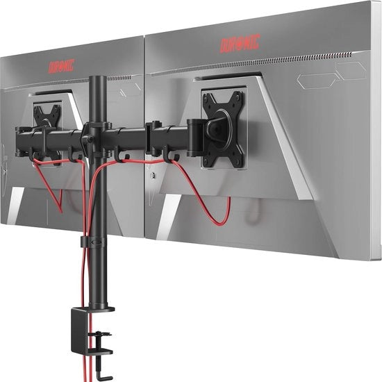 Supporto per Doppio Monitor in Acciaio Inox | Adattabile e Ergonomico | Compatible con VESA 75/100 | Ideale per Ufficio e Casa