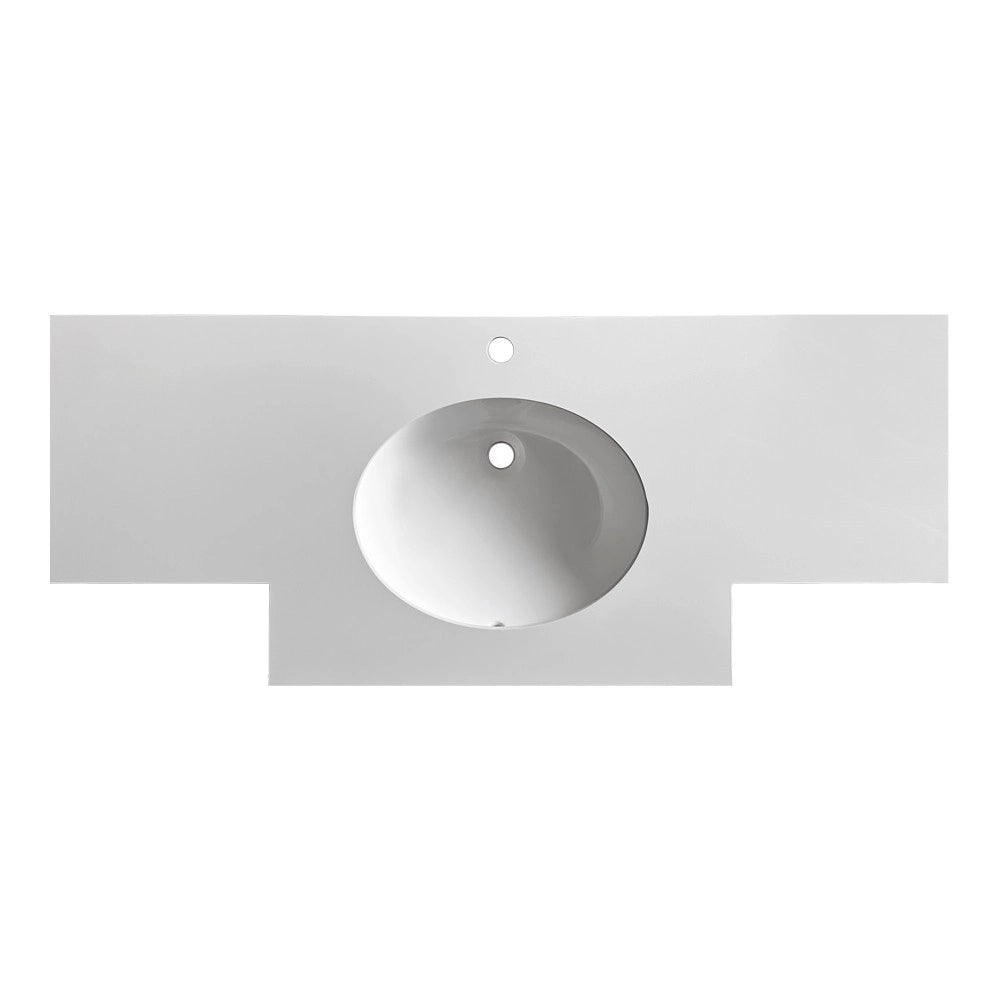 Lavabo da incasso YJ12250 con top in pietra sinterizzata e vasca in ceramica bianco lucido