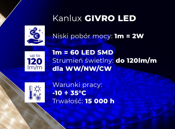Cavo alimentazione con spina per tubo Givro Kanlux IP65