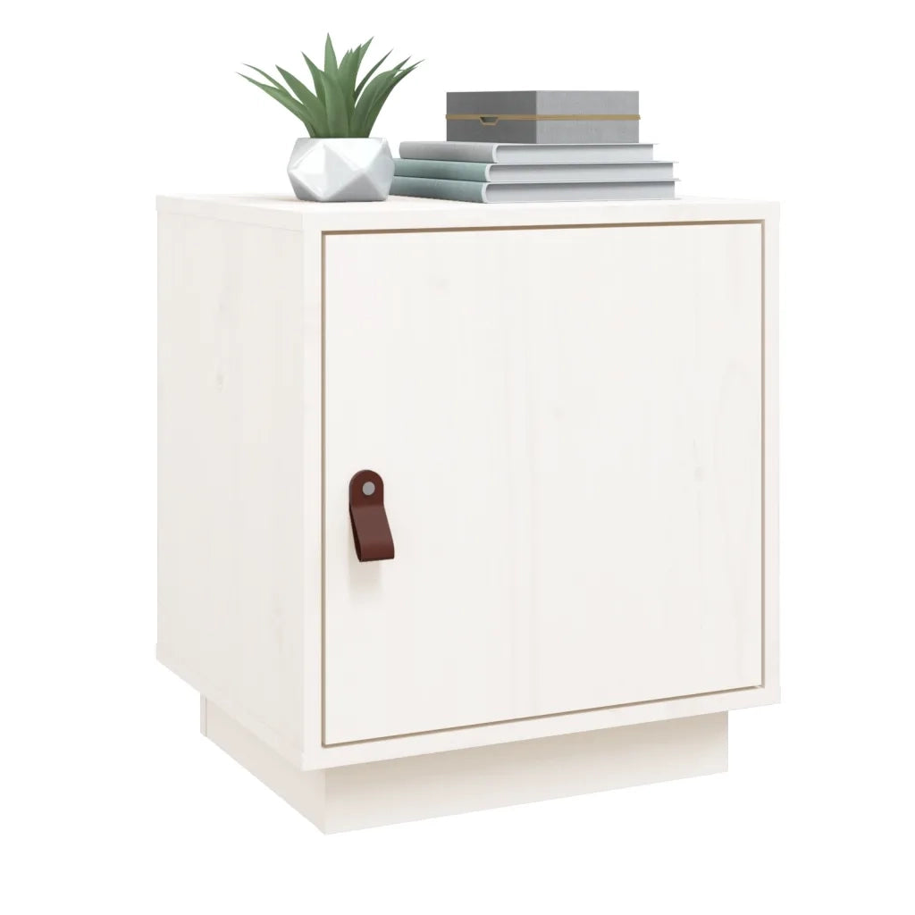 Comodini Bianco 2 pz 40x34x45 cm in Legno Massello di Pino cod mxl 30649