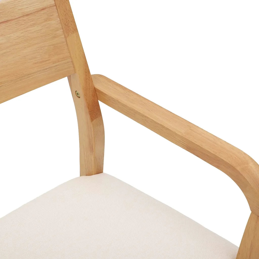 vidaXL Sedie da Pranzo con Cuscini 2 pz Naturale Legno Massello Hevea
