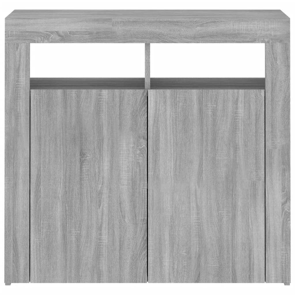 Buffet credenza cassettiera armadio mobile contenitore organizer per cucina soggiorno salotto con luci LED Sonoma 80 x 35 x 75 cm grigio 02_0030081